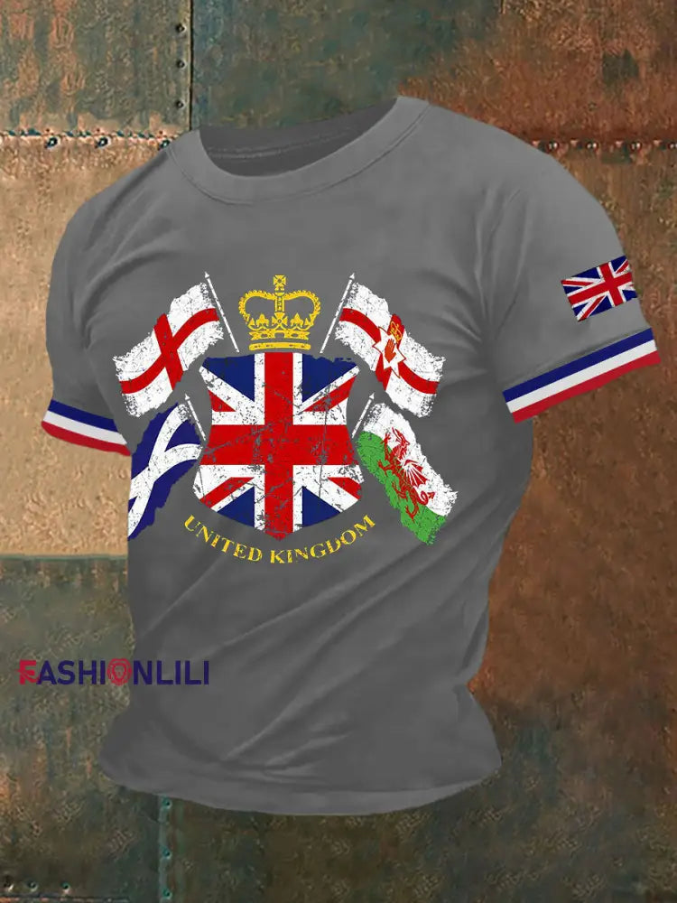 Men’s Northern Ireland Print Button T-Shirt Dark Gray / S