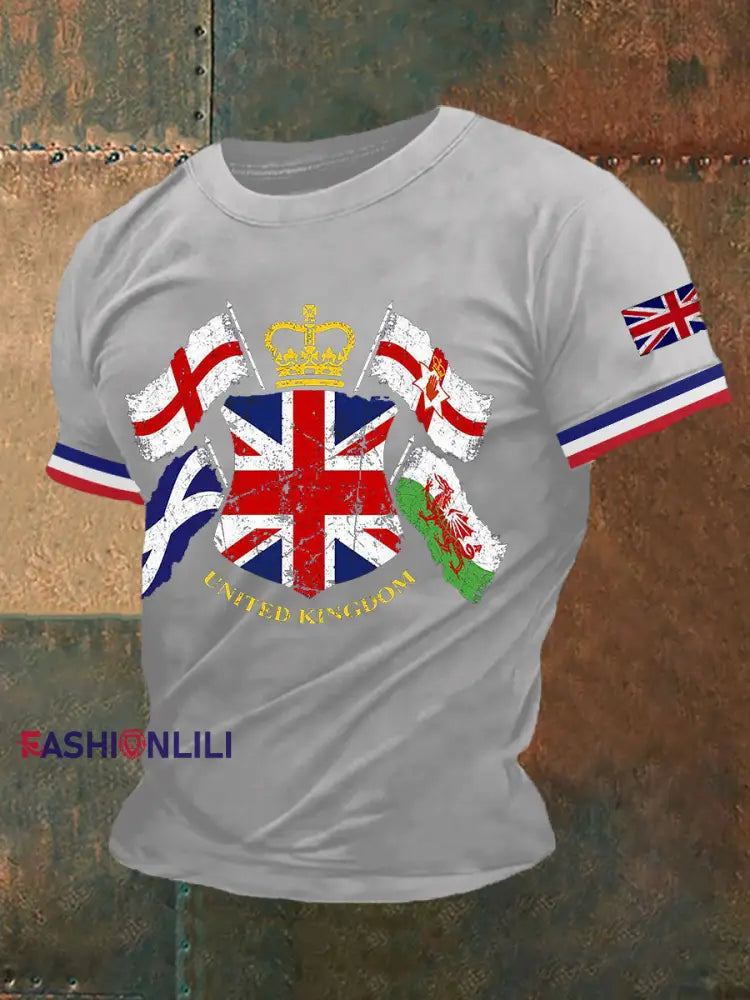 Men’s Northern Ireland Print Button T-Shirt Light Gray / S