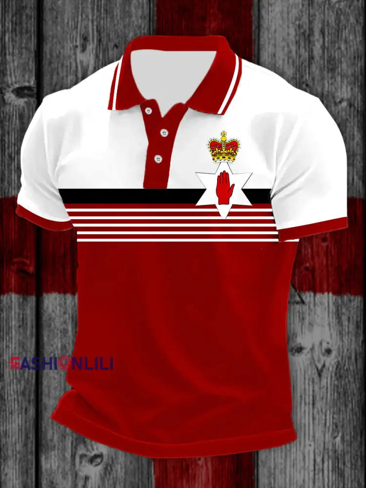 Men’s Northern Ireland Printed Casual Button T-Shirt Red / S