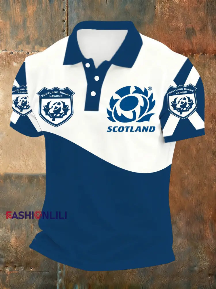 Men’s Polo Shirt With Scottish Rugby-Inspired Print A / S