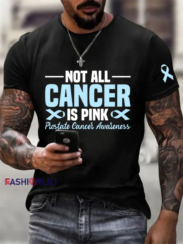 Men’s Prostate Cancer Awareness Print Casual T Shirt Black / S
