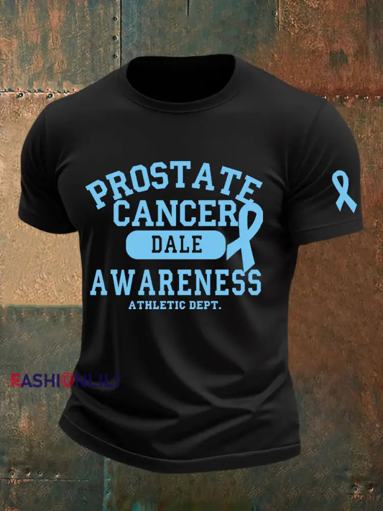 Men’s Prostate Cancer Awareness Print Casual T Shirt Black / S