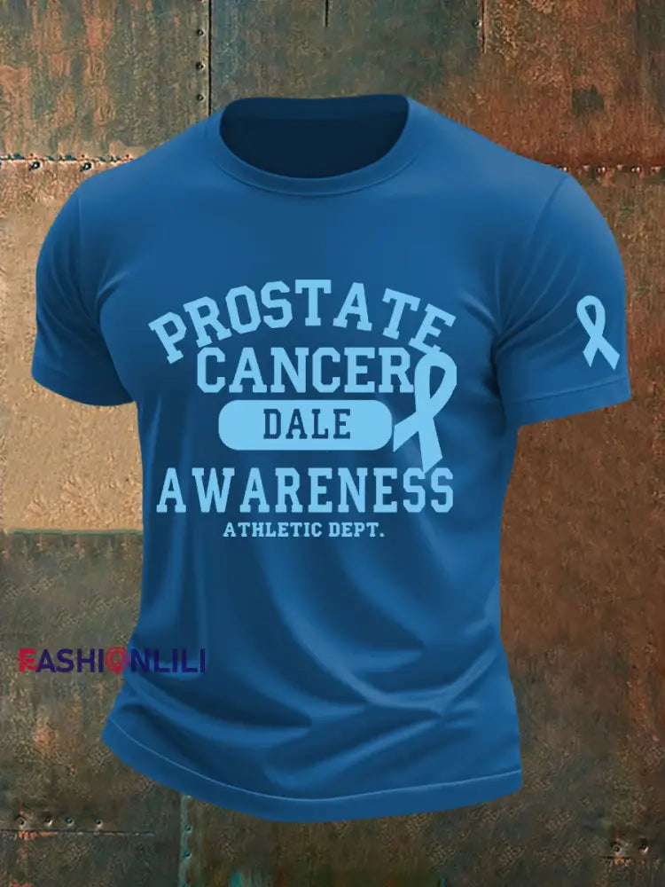 Men’s Prostate Cancer Awareness Print Casual T Shirt Blue / S