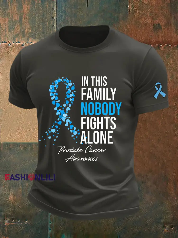 Men’s Prostate Cancer Awareness Print Casual T Shirt Dark Gray / S