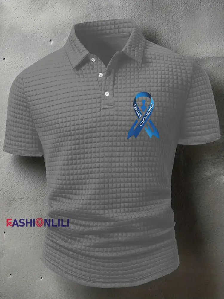 Men’s Prostate Cancer Awareness Print Casual T Shirt Light Gray / S