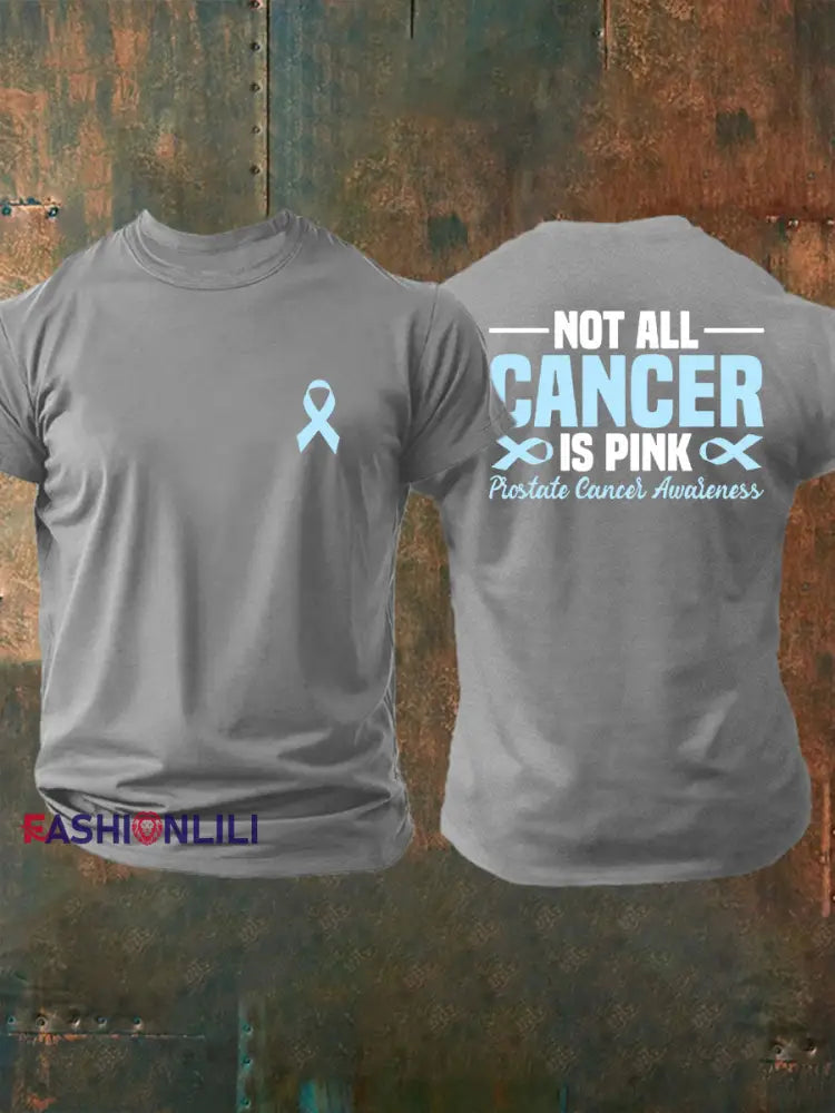 Men’s Prostate Cancer Awareness Print Casual T Shirt Light Gray / S