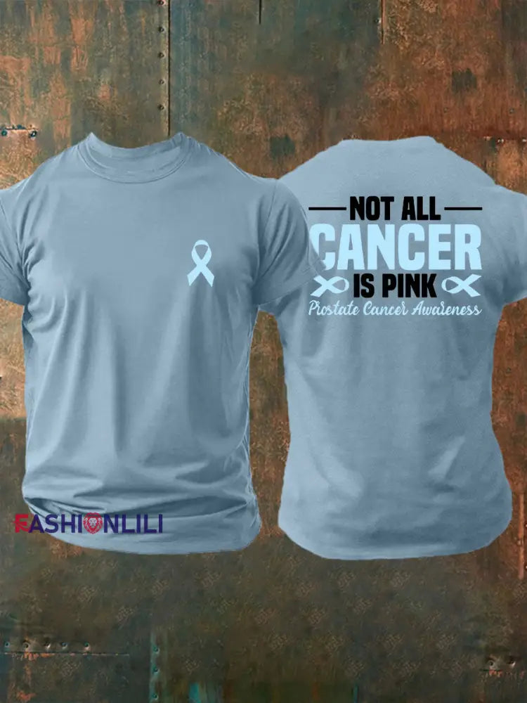 Men’s Prostate Cancer Awareness Print Casual T Shirt Sky Blue / S