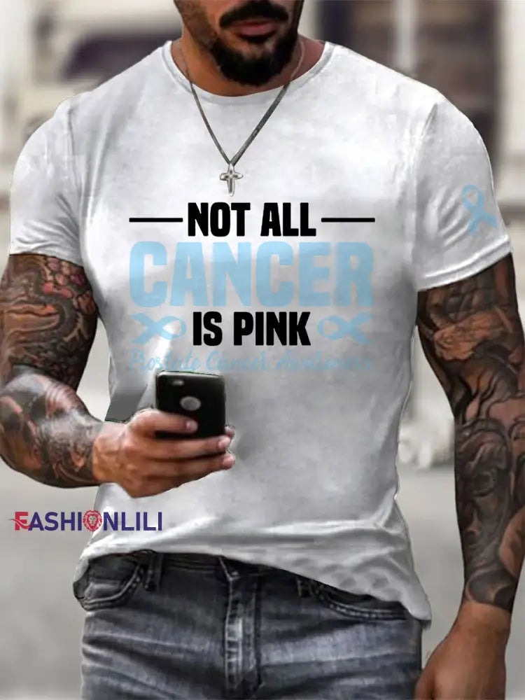 Men’s Prostate Cancer Awareness Print Casual T Shirt White / S