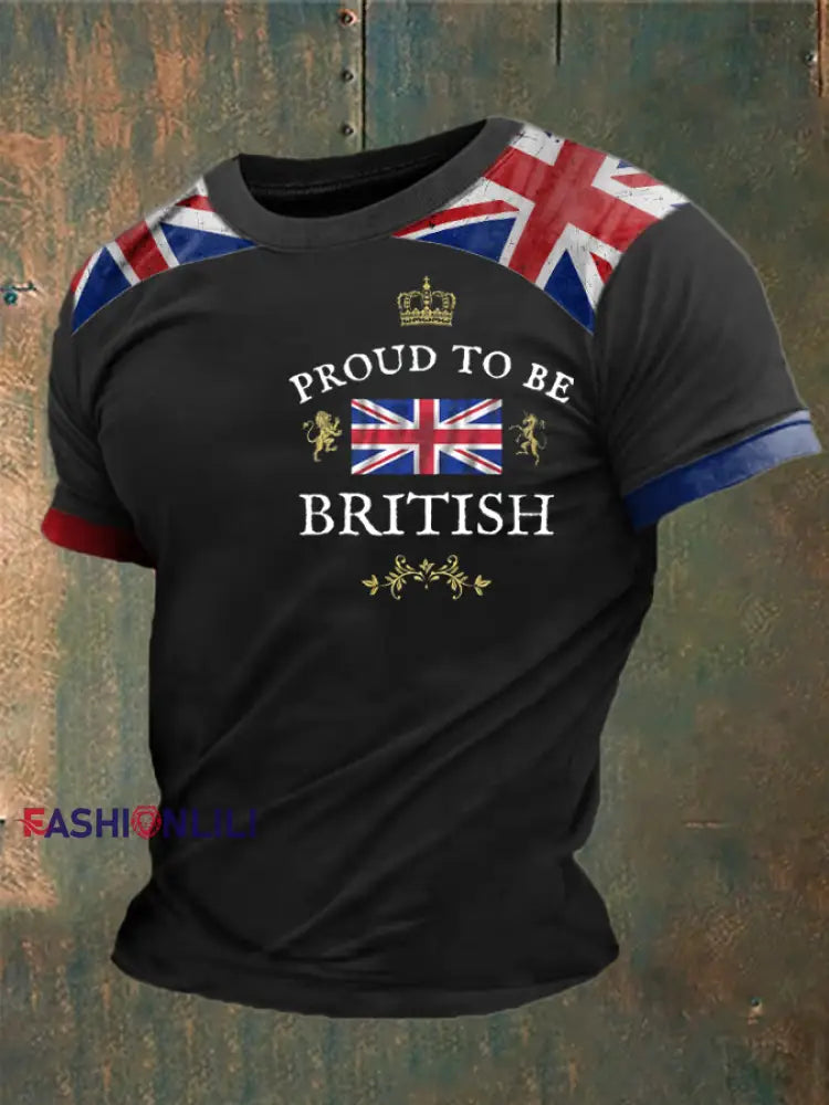 Men’s Proud To Be British Printed T-shirt Black / S
