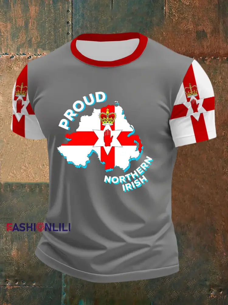 Men’s Proud To Be From Northern Ireland Printed T-Shirt Gray / S