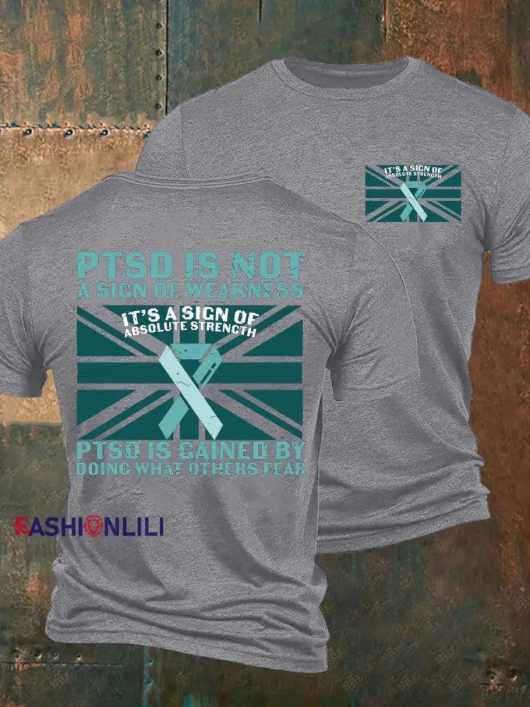 Men’s PTSD Awareness Veteran Printed T-shirt Light Gray / S