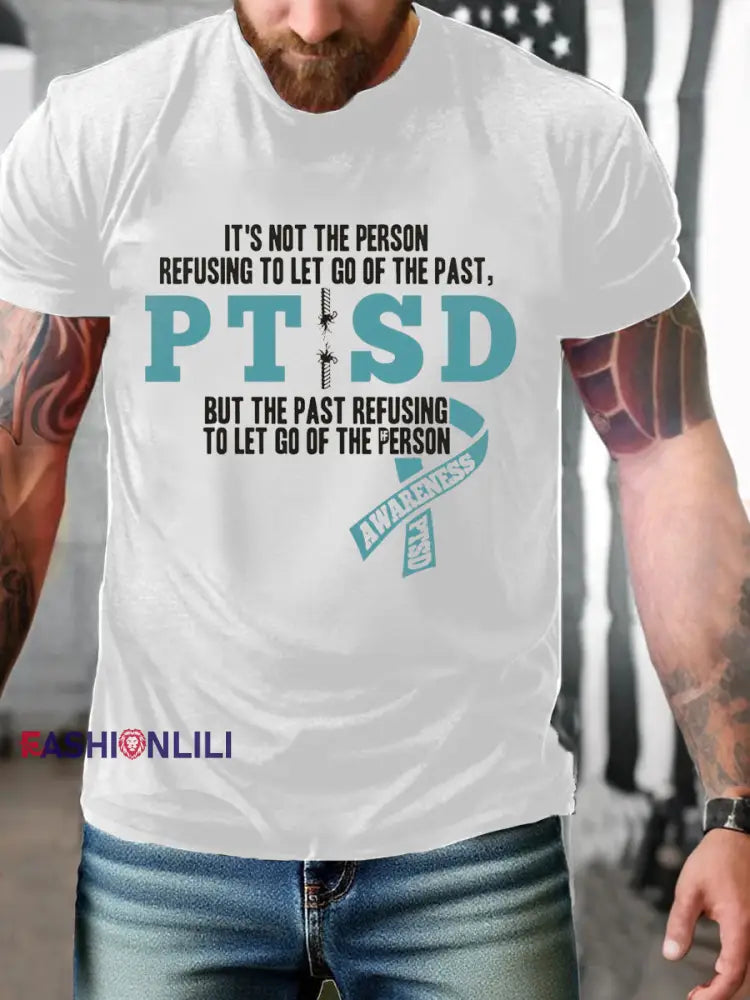 Men’s PTSD Awareness Veteran Printed T-shirt White / S