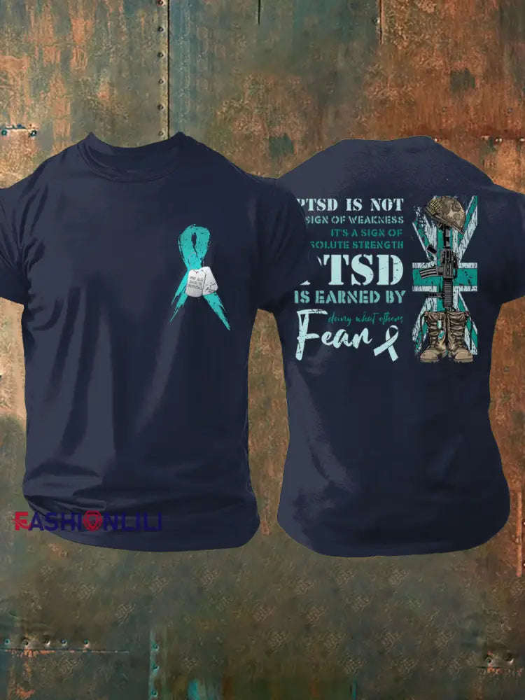 Men’s PTSD Awareness Veteran T-shirt Navy Blue / S