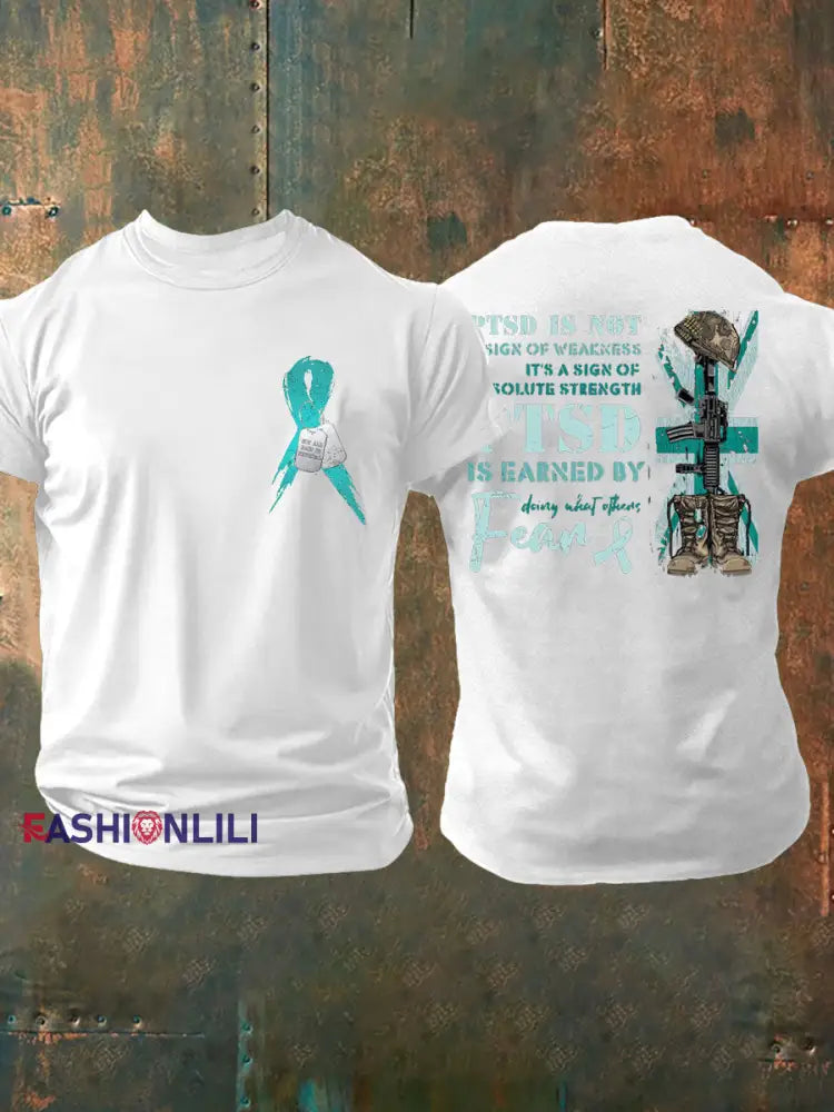 Men’s PTSD Awareness Veteran T-shirt White / S