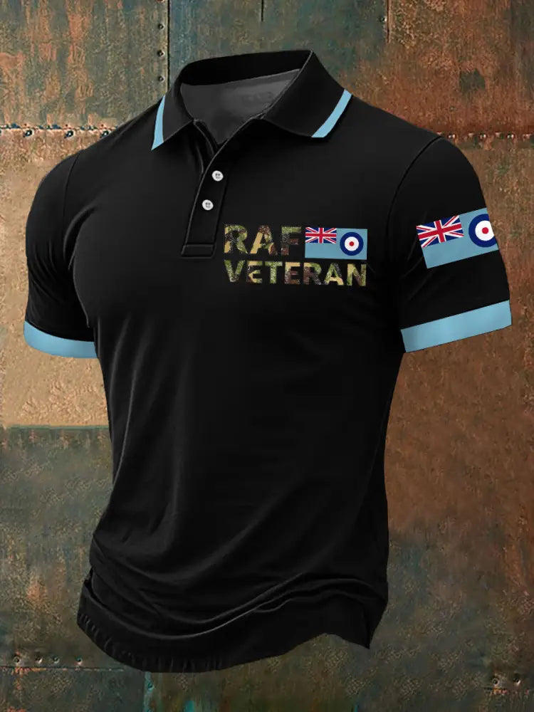 Men’s RAF Veteran Print Casual Top Black / S