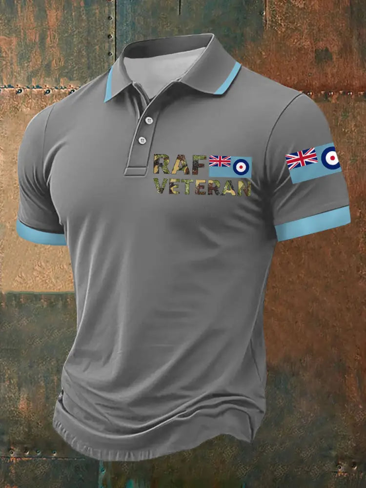Men’s RAF Veteran Print Casual Top Gray / S