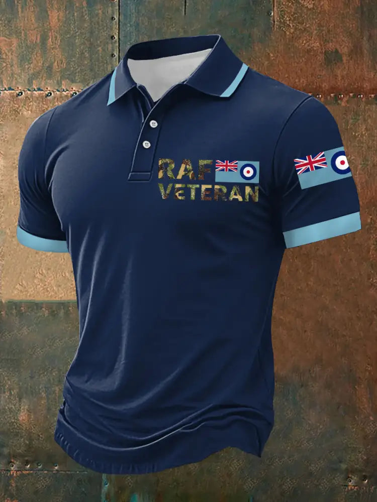 Men’s RAF Veteran Print Casual Top Navy Blue / S
