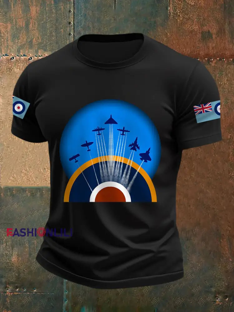 Men’s RAF Wings Of Freedom Print Casual Tee Black / S