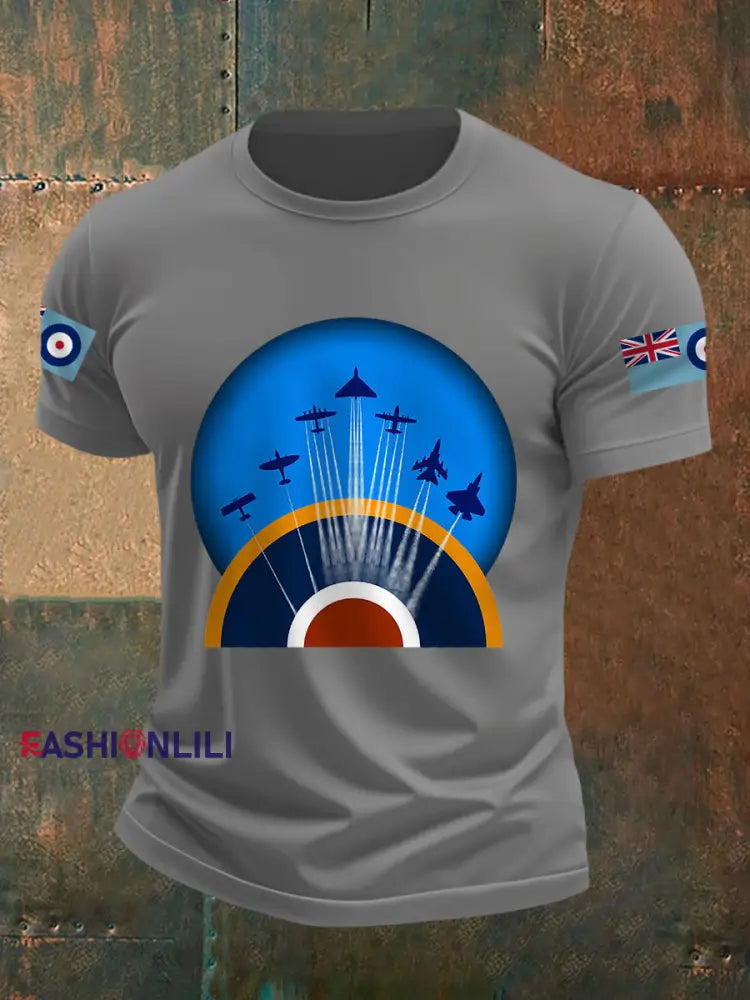 Men’s RAF Wings Of Freedom Print Casual Tee Gray / S