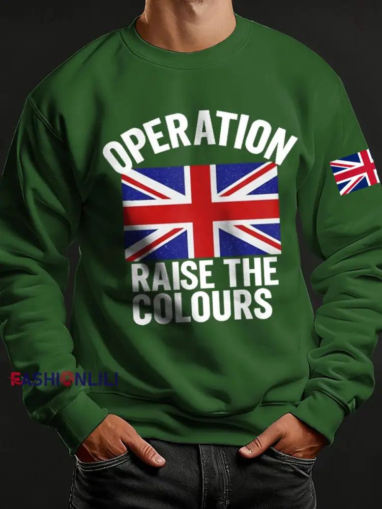 Men’s Raise The Colours Print Crew Neck Sweatshirt Green / S