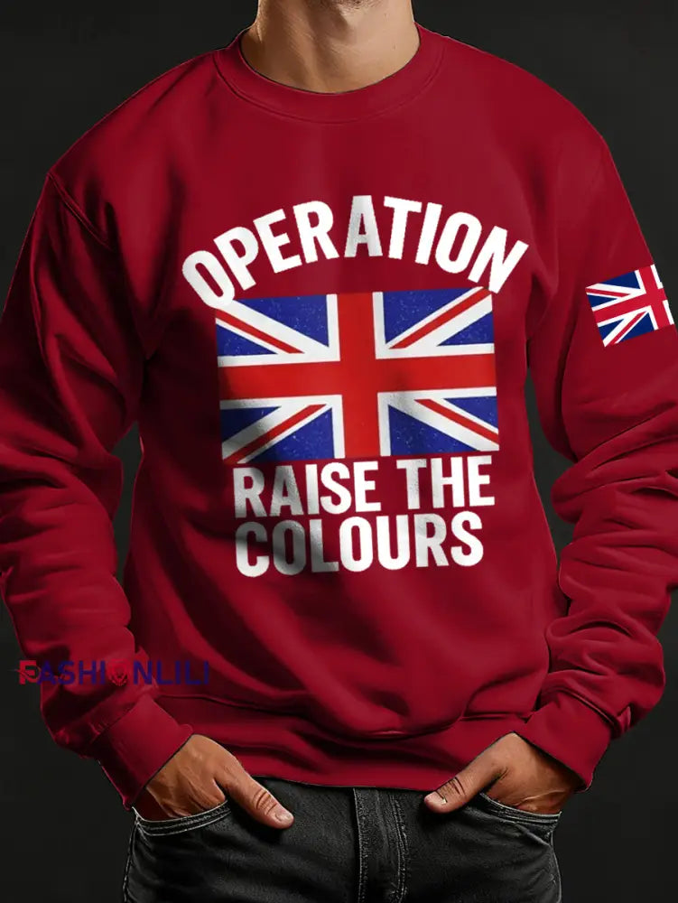 Men’s Raise The Colours Print Crew Neck Sweatshirt Red / S