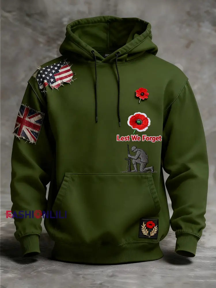 Men’s Remembrance Day ’Forget Me Not’ Poppy Hoodie A / S