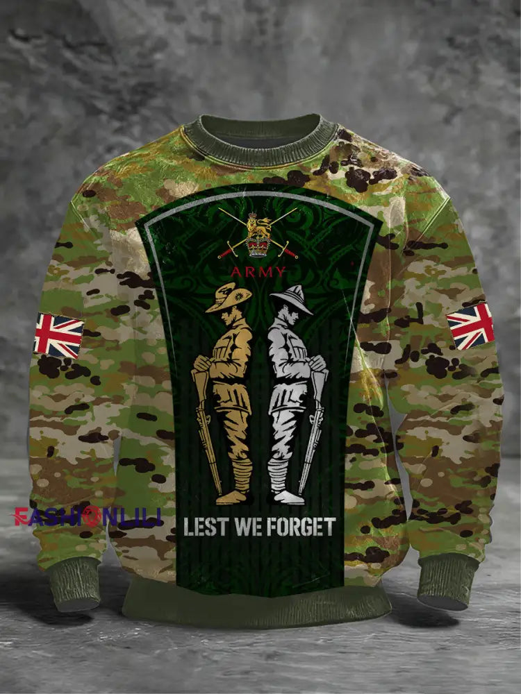 Men’s Remembrance Day Lest We Forget Crew Neck Sweatshirt As picture / S