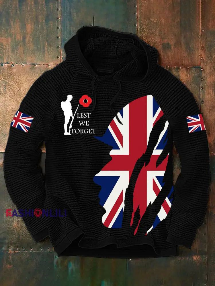 Men’s Remembrance Day Lest We Forget Hoodie Black / S