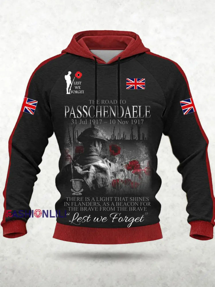 Men’s Remembrance Day Lest We Forget Hoodie Red / S