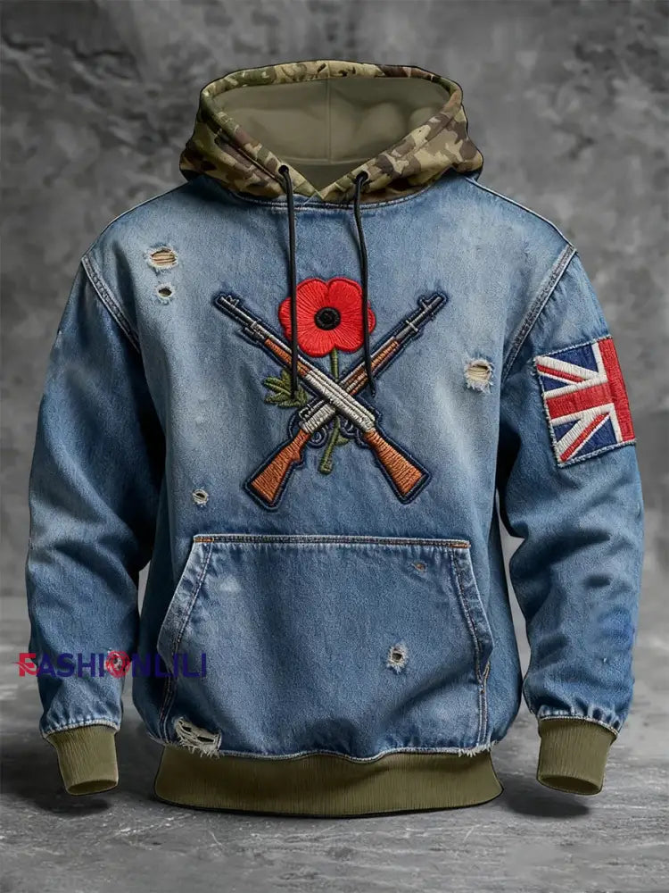 Men’s Remembrance Day Lest We Forget Hoodie with Pockets As picture / S