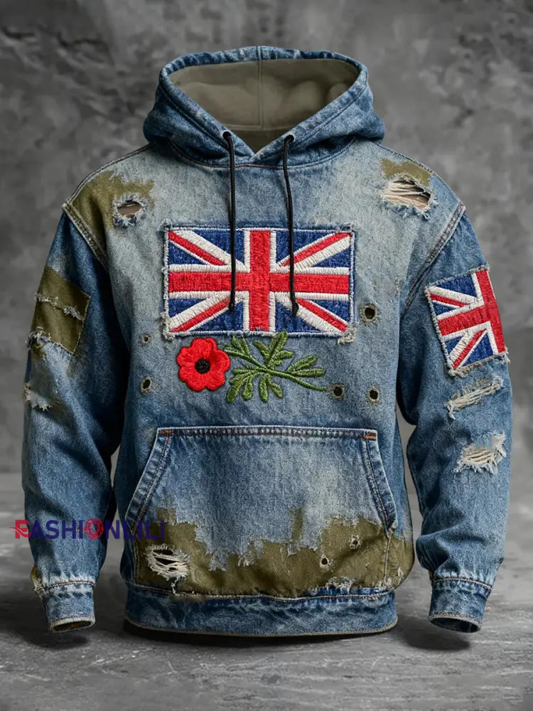 Men’s Remembrance Day Lest We Forget Hoodie with Pockets As picture / S