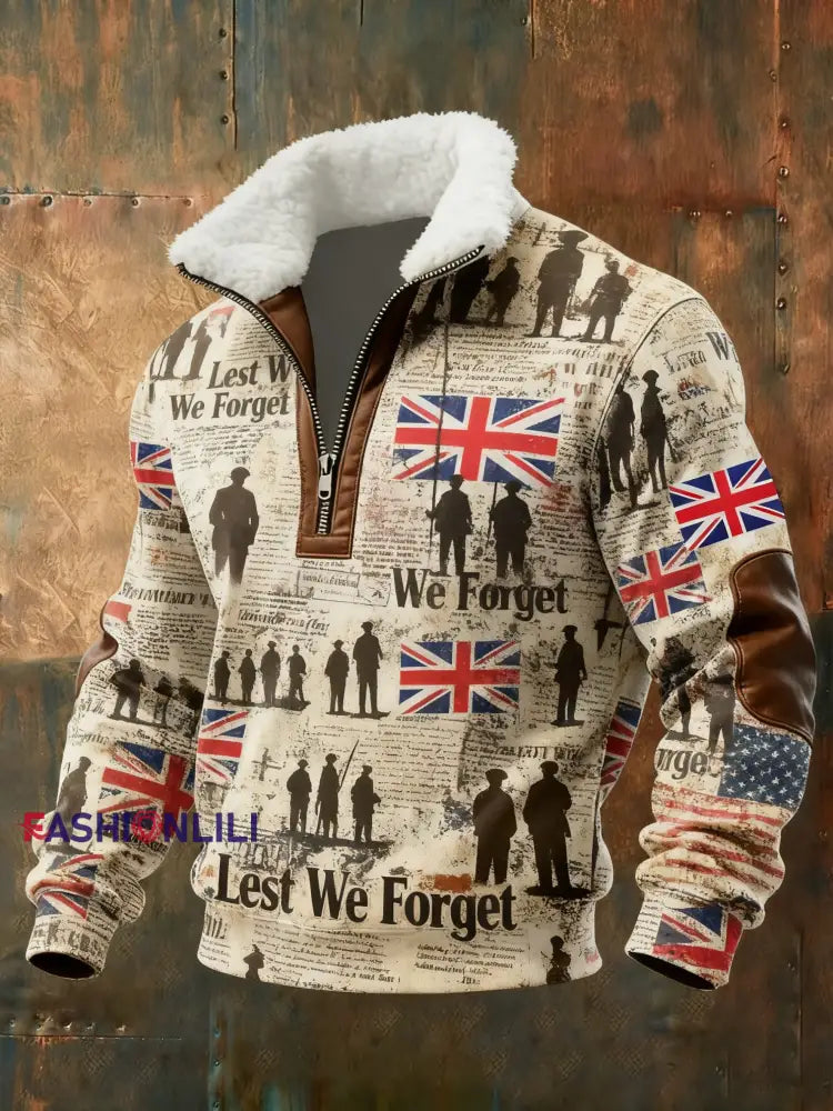 Men’s Remembrance Day Lest We Forget Printed Sweatshirt As picture / S