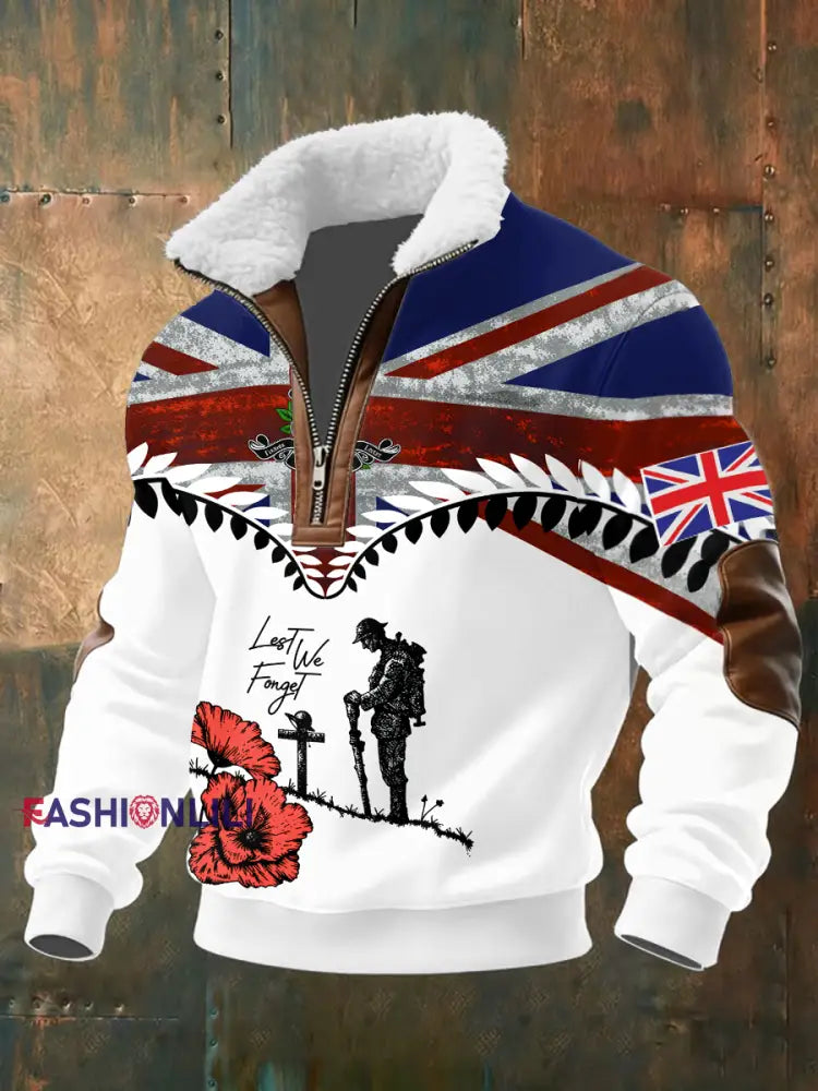 Men’s Remembrance Day Lest We Forget Printed Sweatshirt As picture / S
