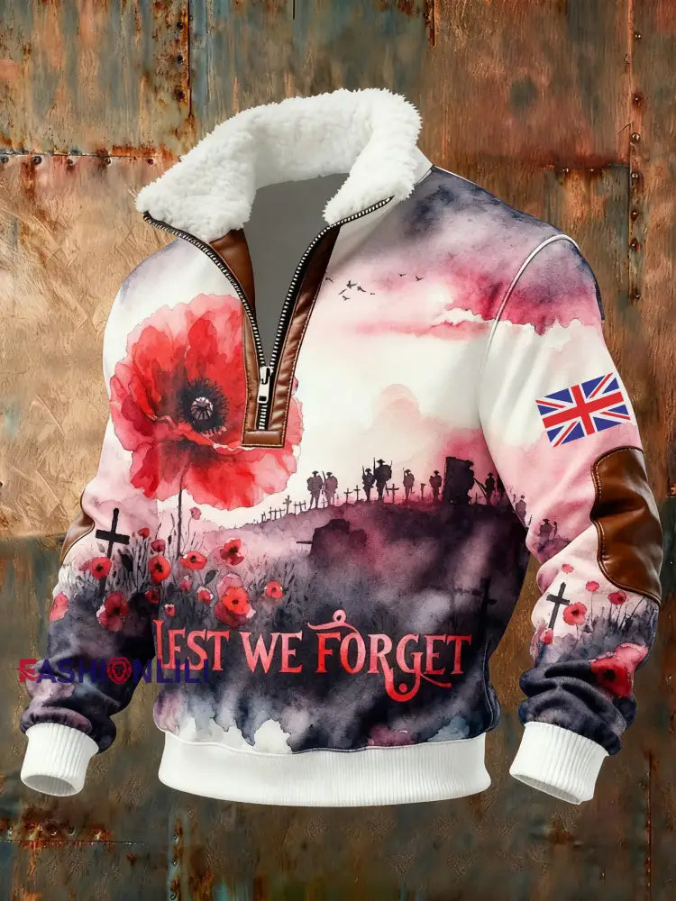 Men’s Remembrance Day Lest We Forget Printed Sweatshirt As picture / S