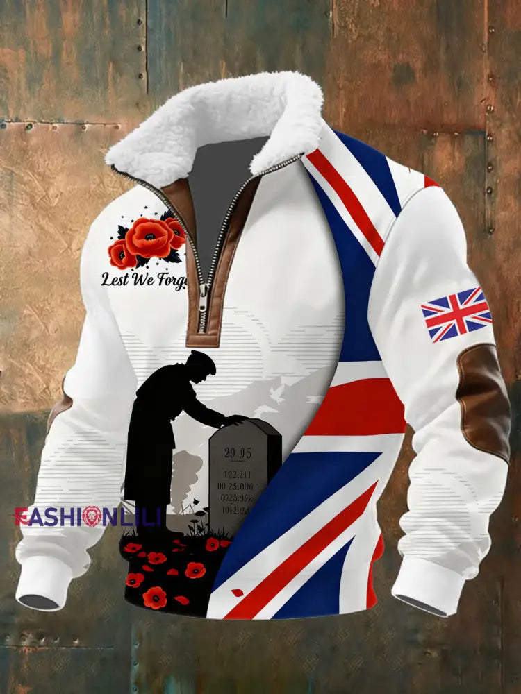 Men’s Remembrance Day Lest We Forget Printed Sweatshirt As picture / S