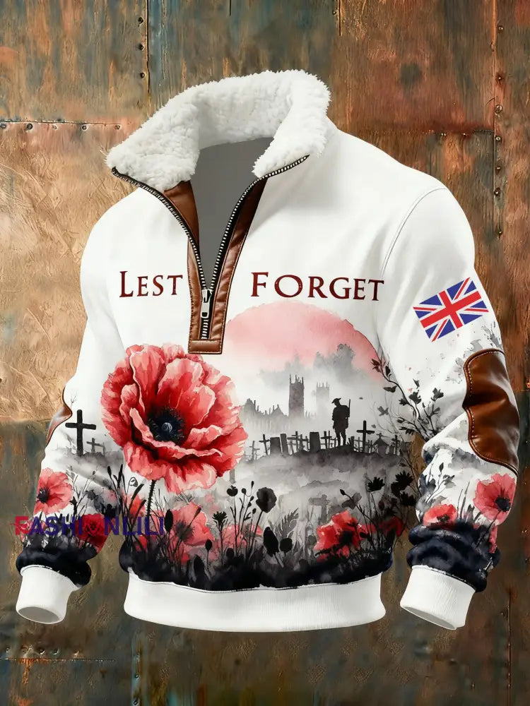 Men’s Remembrance Day Lest We Forget Printed Sweatshirt As picture / S