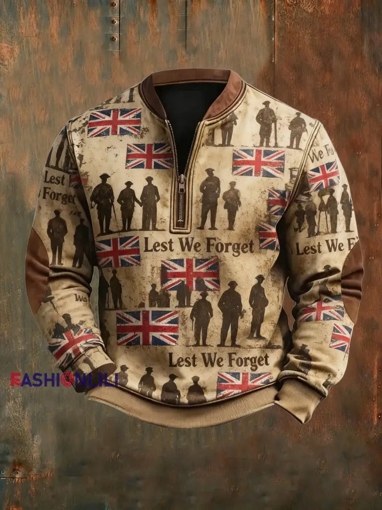 Men’s Remembrance Day Lest We Forget Printed Sweatshirt As picture / S