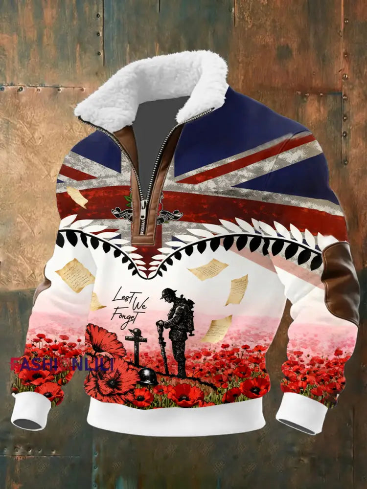 Men’s Remembrance Day Lest We Forget Printed Sweatshirt As picture / S