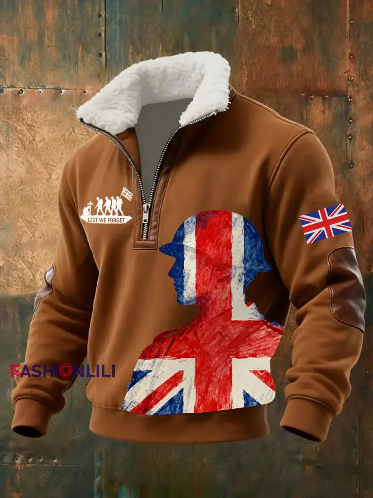 Men’s Remembrance Day Lest We Forget Printed Sweatshirt Brown / S