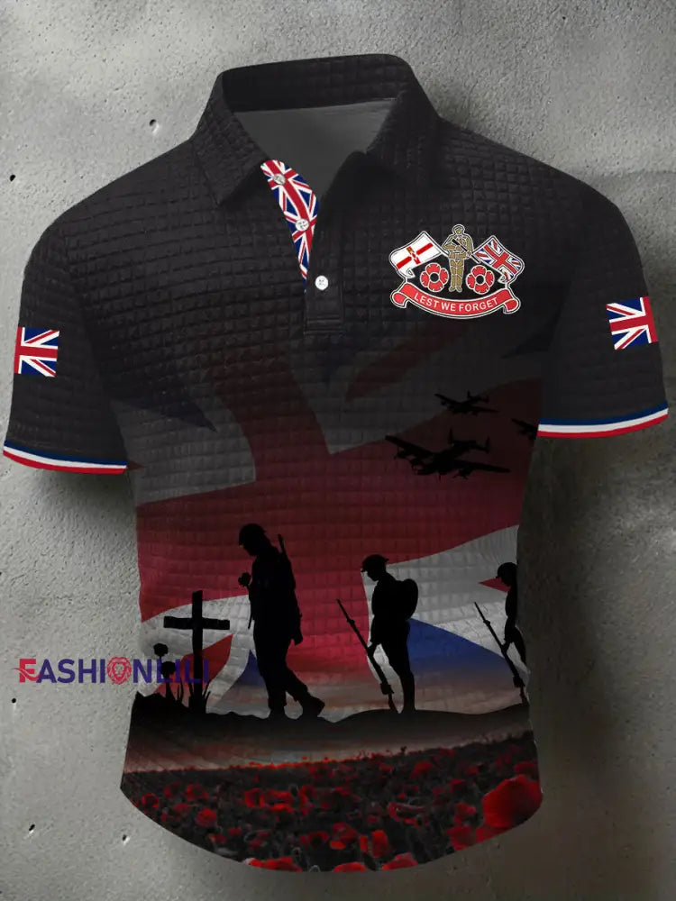 Men’s Remembrance Day Lest We Forget Short Sleeve Shirt Black / S