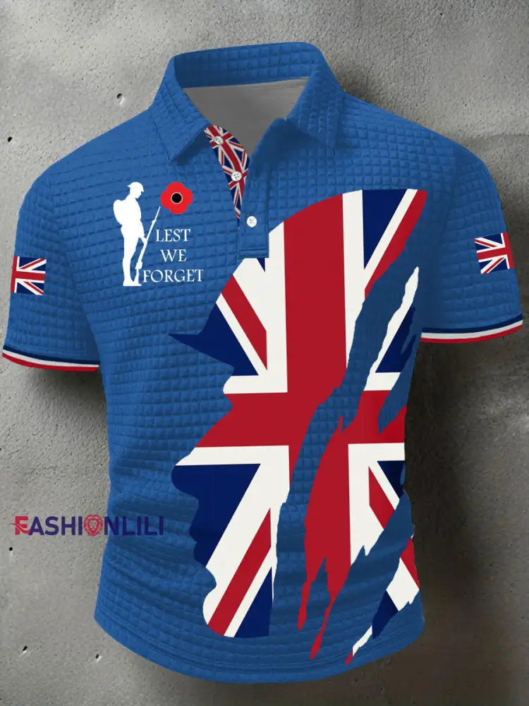 Men’s Remembrance Day Lest We Forget Short Sleeve Shirt Blue / S