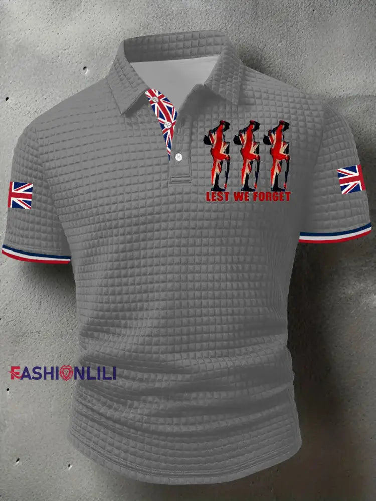 Men’s Remembrance Day Lest We Forget Short Sleeve Shirt Gray / S