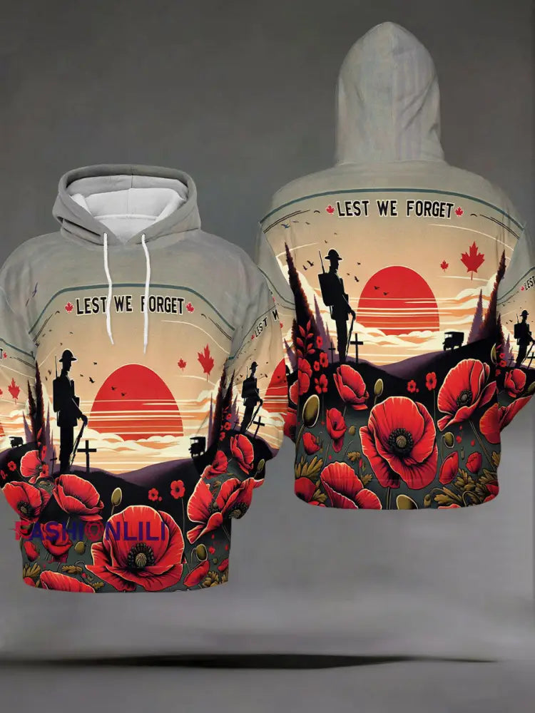 Men’s Remembrance Day LEST WE’S FORGET Poppy Remembrance Hoodie As picture / S