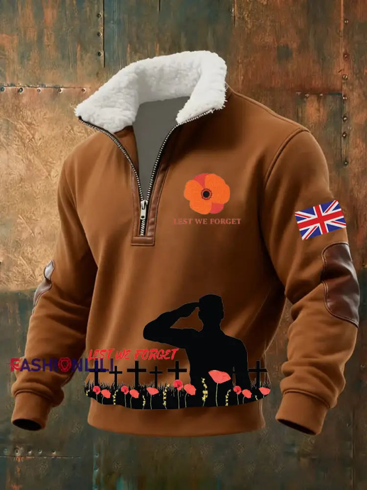 Men’s Remembrance Day Print Sweatshirt Brown / S