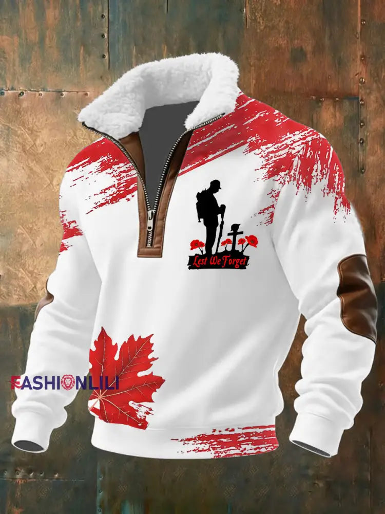 Men’s Remembrance Day Printed Casual Top White / S