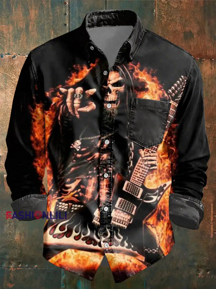 Men’s Rock Music Inspired Pocket Shirt As picture / S