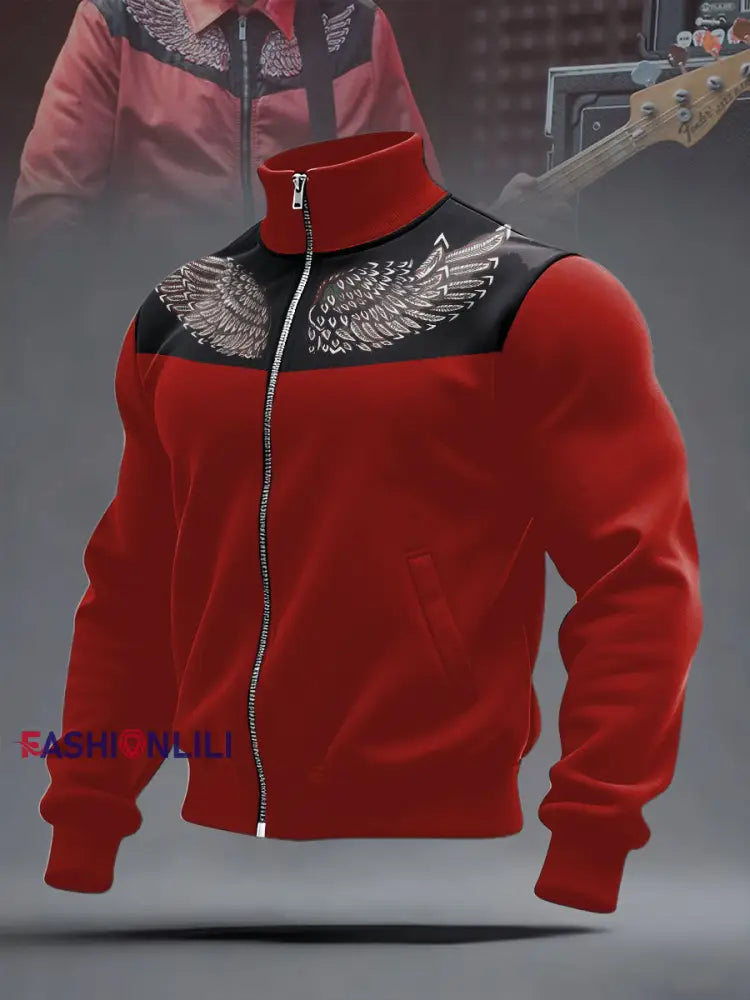 Men’s Roses Music Lover Printed Coat Red / S