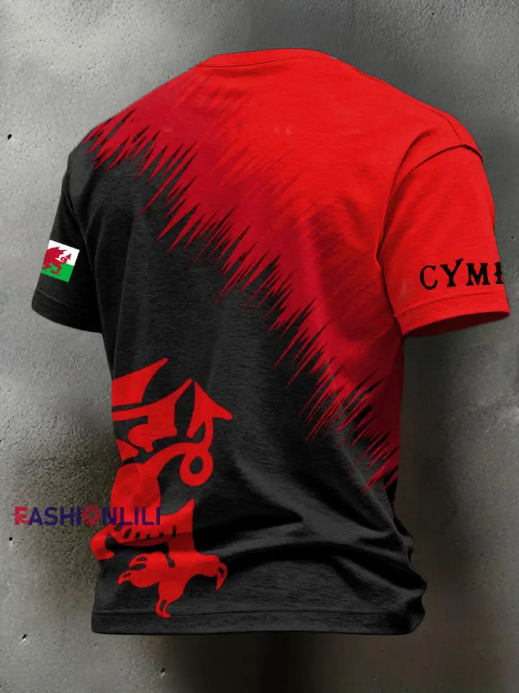 Men’s s Wales Welsh Rugby Lover Dragon Art Printed T-shirt