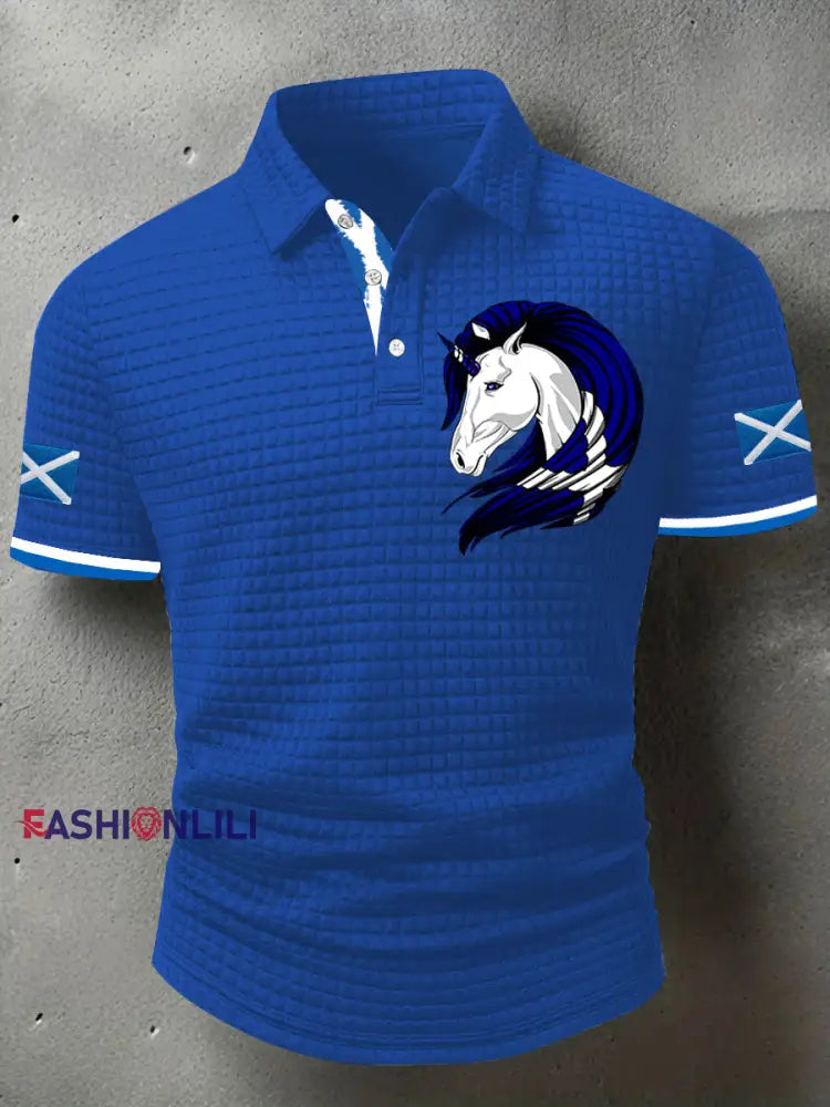 Men’s Scotland Flag Proud The Brave Printed Casual Short Sleeve Top Blue / S