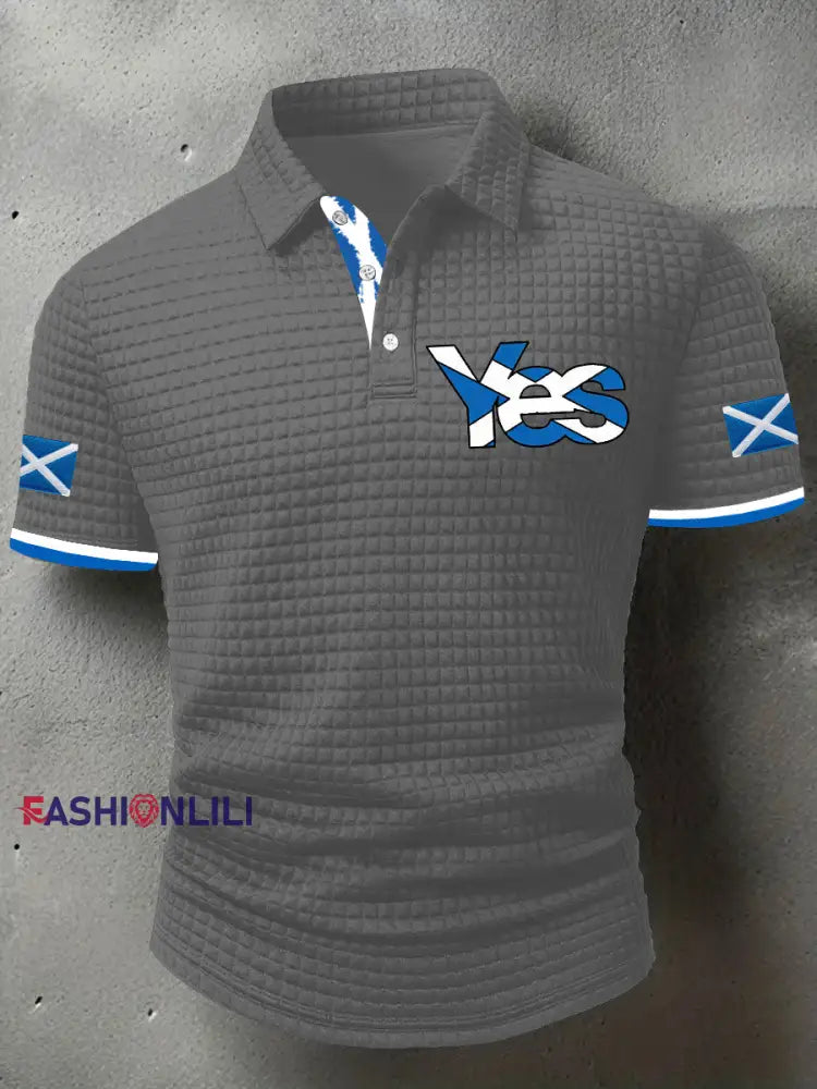 Men’s Scotland Flag Proud The Brave Printed Casual Short Sleeve Top Light Gray / S